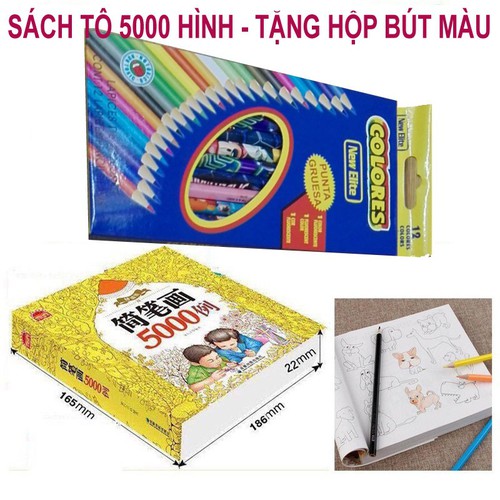 Sách Tô Màu 5000 Hình Kèm Hộp Màu