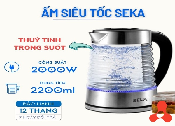 ẤM SIÊU TỐC THỦY TINH 2,2L SEKA SK- 2829