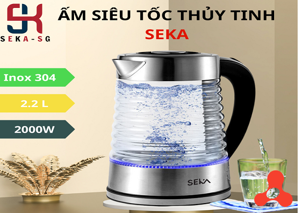 ẤM SIÊU TỐC THỦY TINH 2,2L SEKA SK- 2829T