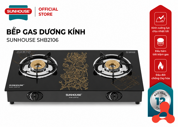 BẾP GAS DƯƠNG KÍNH SUNHOUSE SHB2106