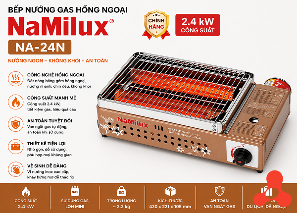 BẾP NƯỚNG GAS HỒNG NGOẠI NAMILUX NA-24N (T10)