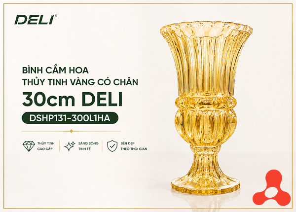 BÌNH CẮM HOA CÓ CHÂN 30CM DELI VÀNG DSHP131-300L1HA (T6)