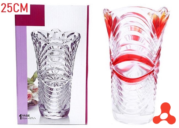 BÌNH CẮM HOA HOẠ TIẾT SÓNG 25CM MÀU ĐỎ