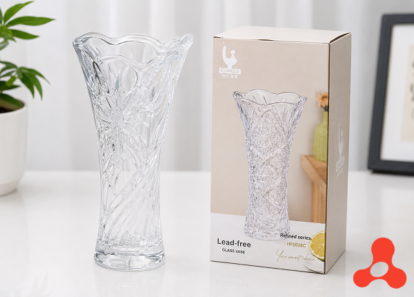 BÌNH CẮM HOA THUỶ TINH 23cm HOẠ TIẾT HP002C (T12)