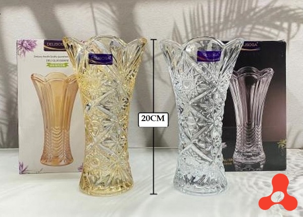 BÌNH CẮM HOA THỦY TINH VÀNG 20CM DELI DSHP128- 1HA