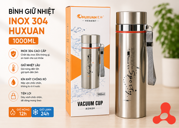 BÌNH GIỮ NHIỆT INOX 304 HUXUAN 1000ML (T50)