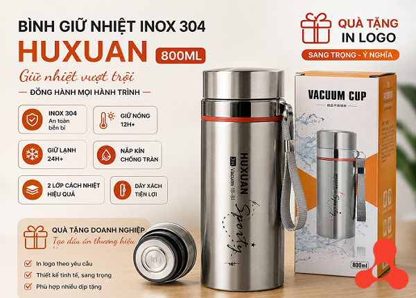 BÌNH GIỮ NHIỆT INOX 304 HUXUAN 800ML (T50)