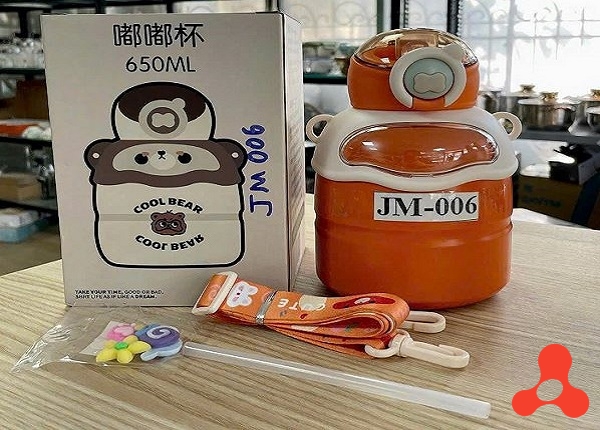 BÌNH GIỮ NHIỆT INOX 650ML NẮP BẬT KÈM DÂY ĐEO JM- 006