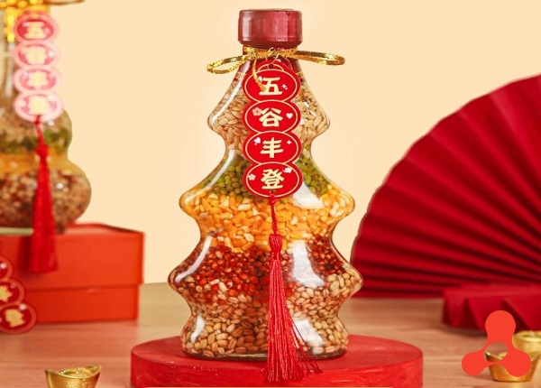 BÌNH NGŨ CỐC ĐỂ BÀN THỜ THẦN TÀI 5 LOẠI HẠT