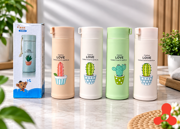 BÌNH NƯỚC LÕI THUỶ TINH HÌNH XƯƠNG RỒNG 450ML (T80)