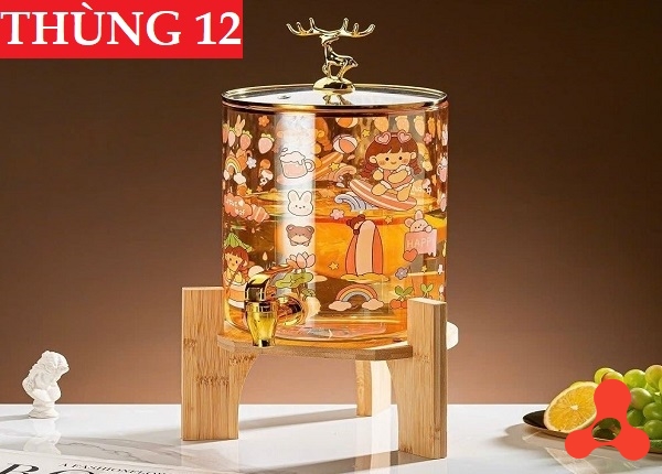 BÌNH THỦY TINH 3,6L KÈM KHAY GỖ CÓ VÒI