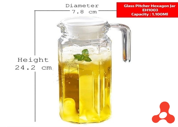 BÌNH THỦY TINH LỤC GIÁC DELI 1,1L EH1003- 2