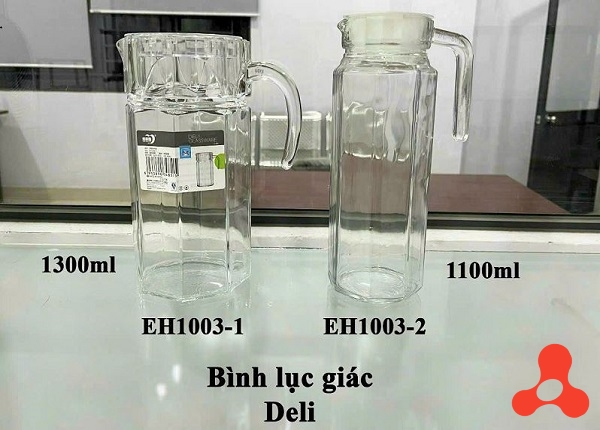 BÌNH THỦY TINH LỤC GIÁC DELI 1,3L EH1003- 1