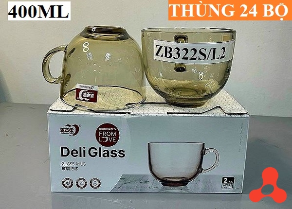 BỘ 2 LY THỦY TINH MÀU HỔ PHÁCH DELI ZB322S L2