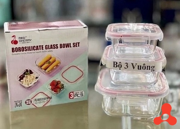 BỘ 3 HỘP THỦY TINH VUÔNG BX2001,BX2002,BX2003