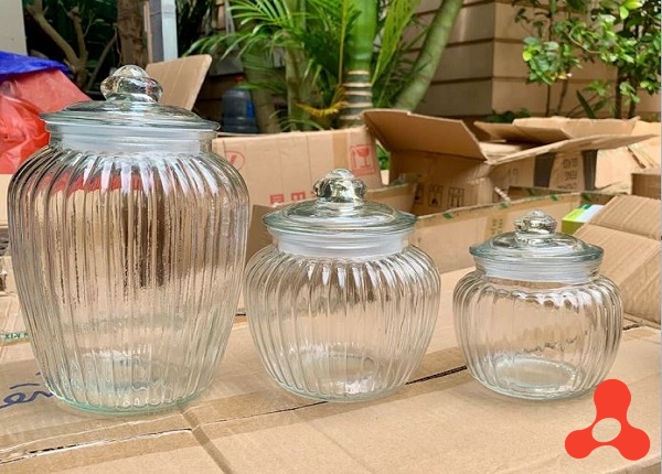 BỘ 3 HỦ THỦY TINH SỌC CÓ NẮP ĐẬY