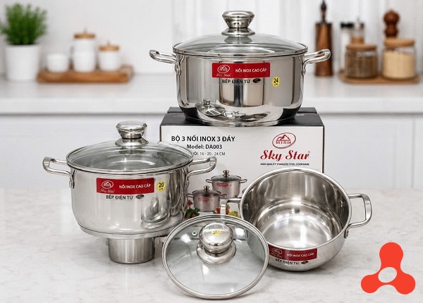 BỘ 3 NỒI INOX 3 ĐÁY CAO CẤP SKY STAR DA-003 (T4)
