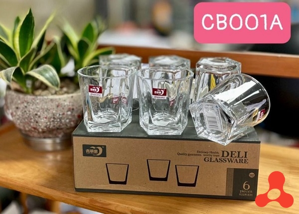 BỘ 6 LY THỦY TINH 5 CẠNH CB001