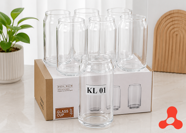 BỘ 6 LY THUỶ TINH DÁNG LON 500ml KL01 (T8)
