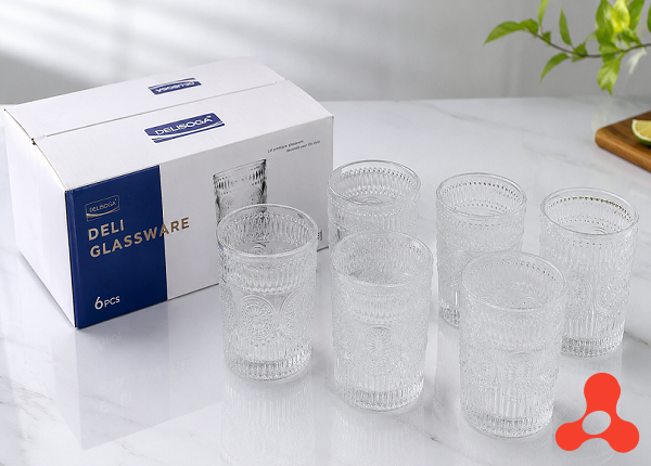 BỘ 6 LY THỦY TINH ĐỒNG TIỀN THẤP 300ML (T16)