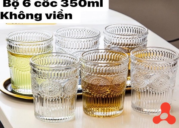 BỘ 6 LY THỦY TINH HOA MẶT TRỜI CAO Y- 12582