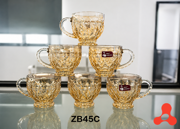 BỘ 6 LY THỦY TINH MÀU HỔ PHÁCH CÓ QUAI RED CHERRY ZB45C (T12)