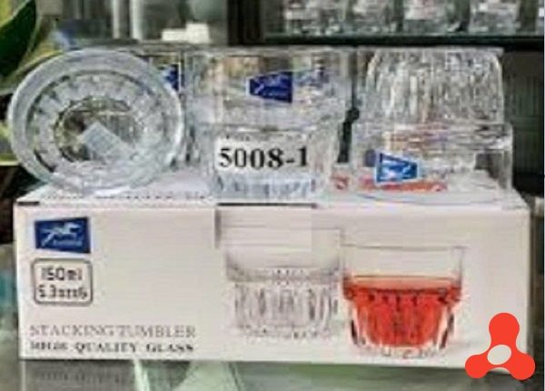 BỘ 6 LY THỦY TINH NGẤN SỌC 150ML BM5008- 1