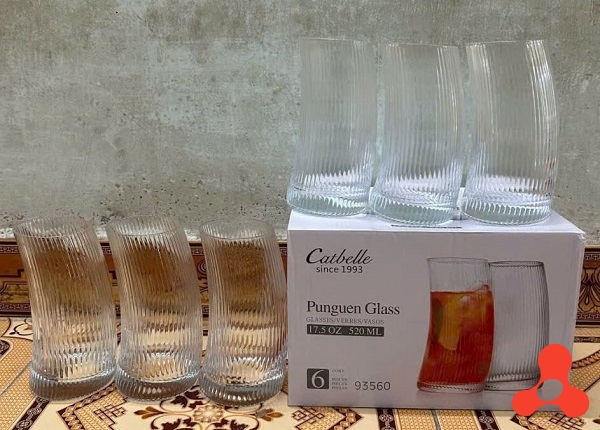 BỘ 6 LY THỦY TINH SỌC CONG 520ML