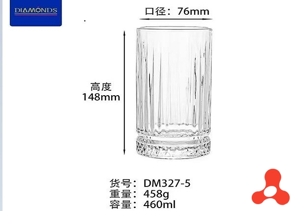 BỘ 6 LY THUỶ TINH SỌC NGẤN 460ml DIAMONDS DM327-5