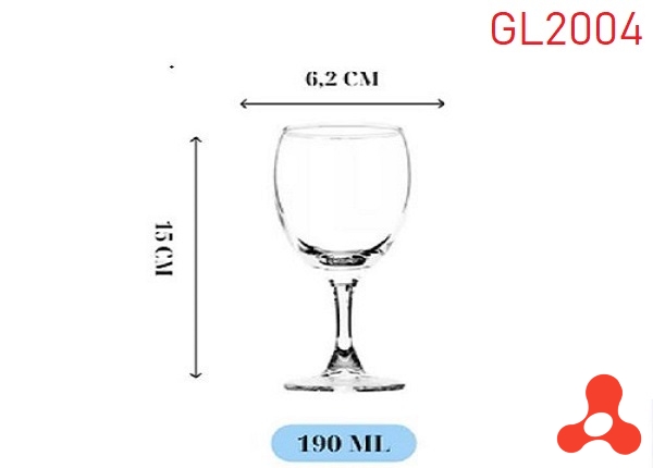 BỘ 6 LY THUỶ TINH UỐNG RƯỢU VANG 190ML GL2004 (T12)