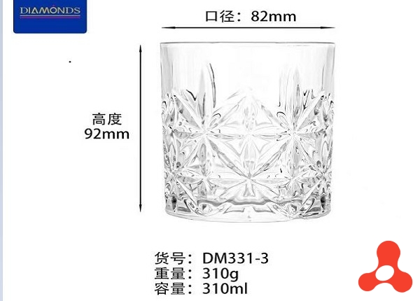 BỘ 6 LY THUỶ TINH WISHKY 310ml DIAMONDS DM331-3 (T12)