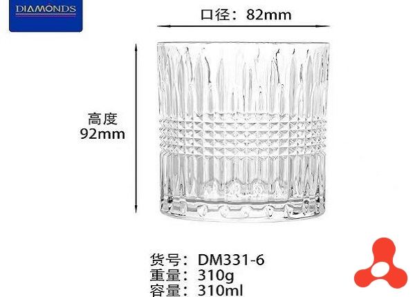 BỘ 6 LY THUỶ TINH WISHKY 310ml DIAMONDS DM331-6 (T12)