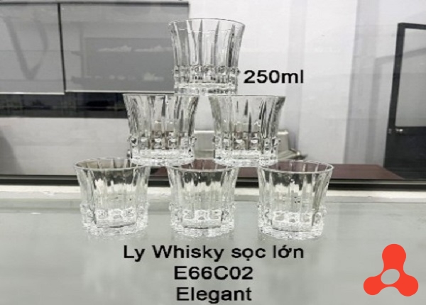 BỘ 6 LY THỦY TINH WISHKY SỌC E66C02 ELEGANT