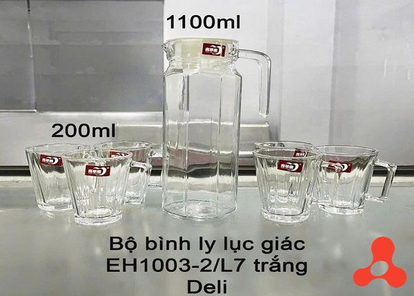 BỘ BÌNH THUỶ TINH DELI LỤC GIÁC EH1003 2L7