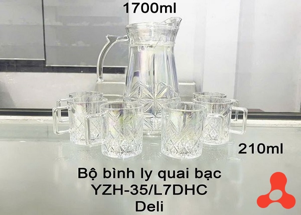 BỘ BÌNH THUỶ TINH KÈM 6 LY QUAI YZH-35L7DHC (T6)