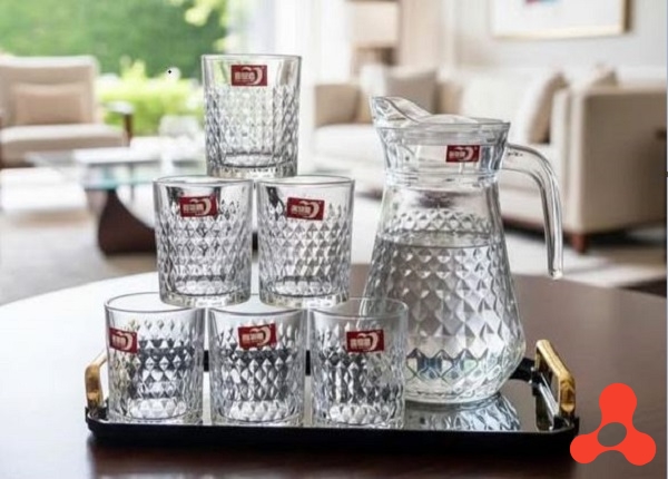 BỘ BÌNH THUỶ TINH KÈM 6 LY SỌC A-EH1009-2BL7 (T6)