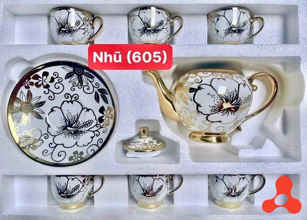 BỘ BÌNH TRÀ 6 LY CAO CẤP NHỦ VÀNG HOÀNG GIA