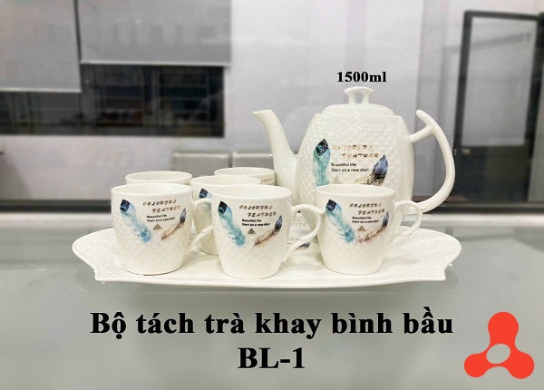 BỘ BÌNH TRÀ KÈM KHAY HỌA TIẾT BẦU