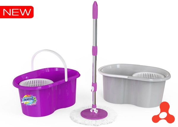 BỘ CÂY LAU NHÀ XOAY 360 LỒNG NHỰA