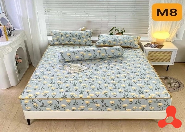 BỘ GA GIƯỜNG COTTON KÈM ÁO GỐI 4 MÓN 1M6 X 2M