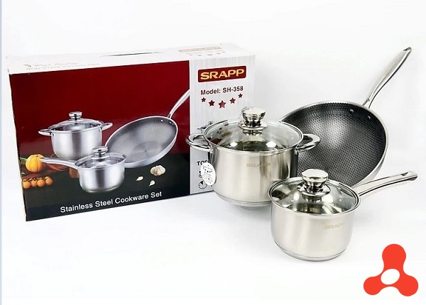 BỘ NỒI 3 MÓN INOX CAO CẤP SRAPP SH- 358