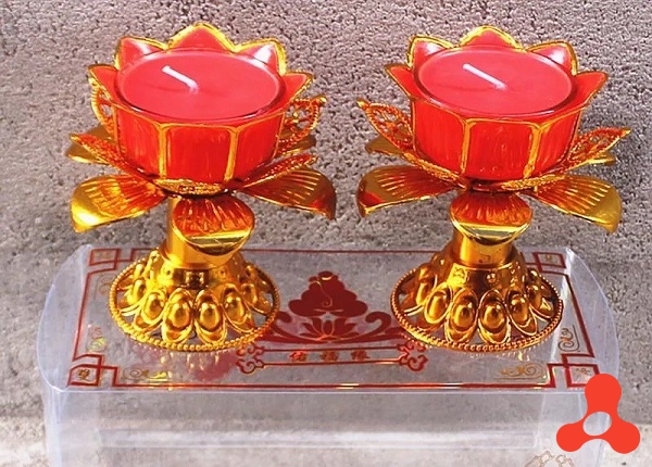 CẶP NẾN HOA SEN THỜ CÚNG CHÂN VÀNG