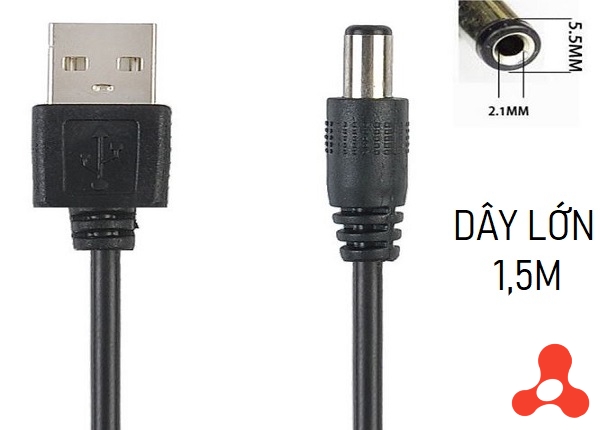 CÁP NGUỒN USB SANG JACK 5V DC 5,5MM