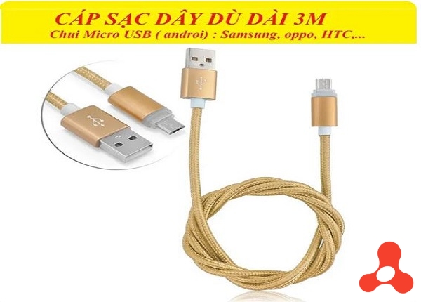 CÁP SẠC SAMSUNG MICRO BỌC DÙ DÀI 3M