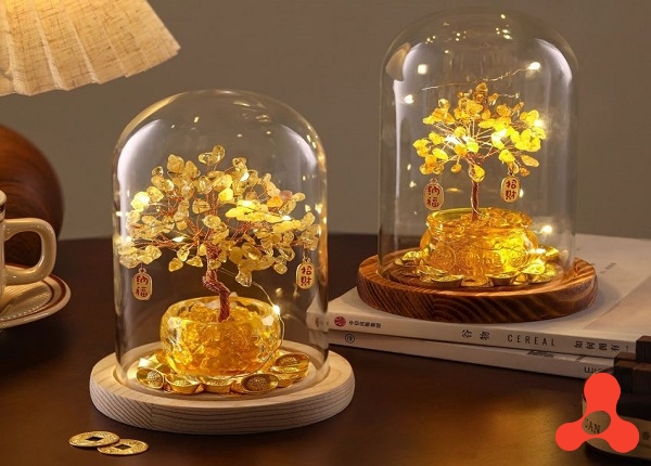 CÂY TÀI LỘC THẠCH ANH CÓ ĐÈN LED