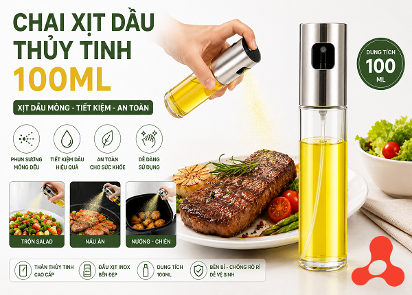 CHAI XỊT DẦU THỦY TINH 100ML