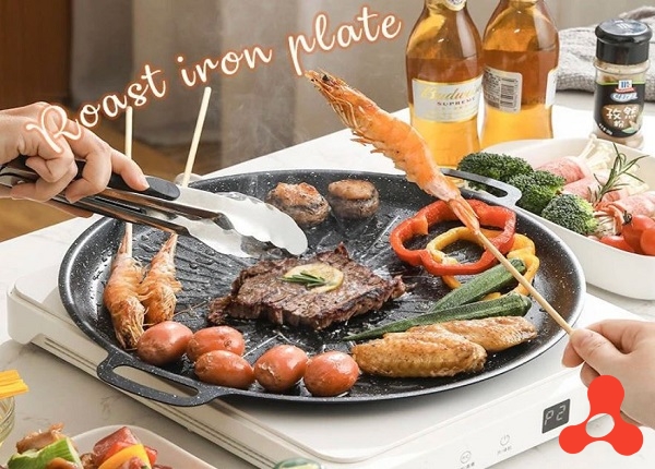 CHẢO GANG NƯỚNG BBQ TRÒN 34CM MẪU MỚI