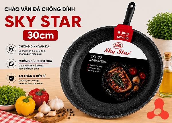 CHẢO VÂN ĐÁ CHỐNG DÍNH SKY STAR 30cm