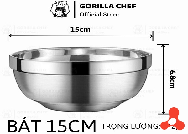CHÉN INOX KIM CƯƠNG HÀN QUỐC 2 LỚP 15CM (T240)