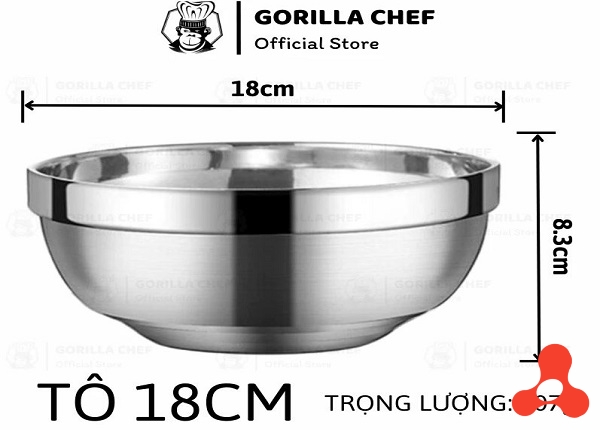 CHÉN INOX KIM CƯƠNG HÀN QUỐC 2 LỚP 18CM (T144)